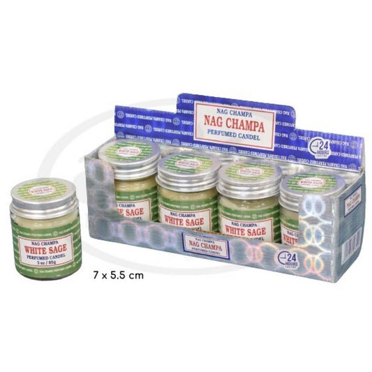 Glazen kaars 85g Nag Champa White Sage